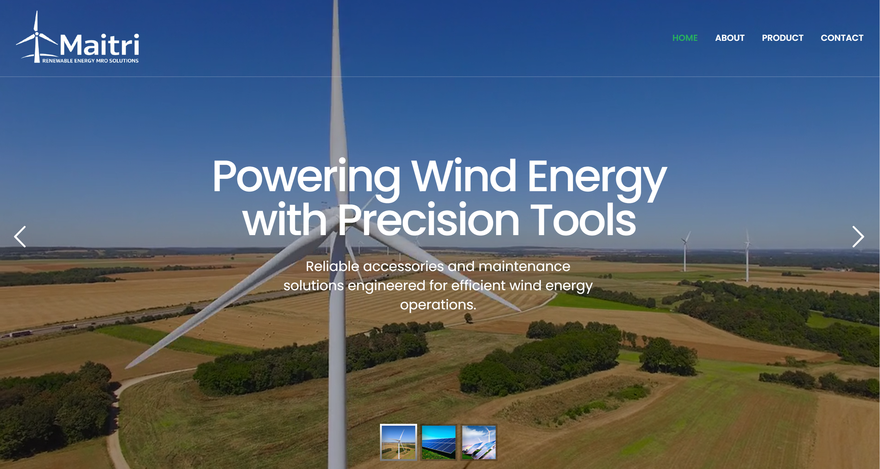 Maitri Renewable Energy MRO Solutions website developed by Roots Digit