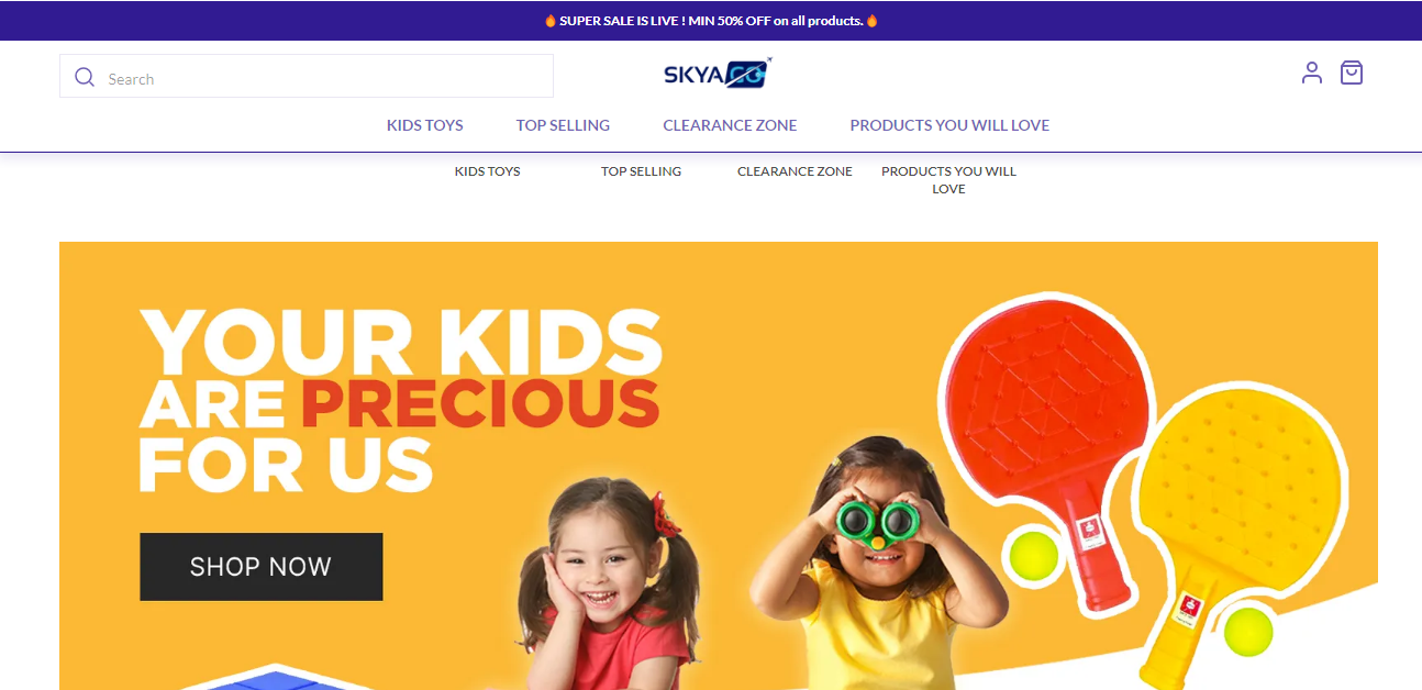 Skyago Kids Toys eCommerce Website
